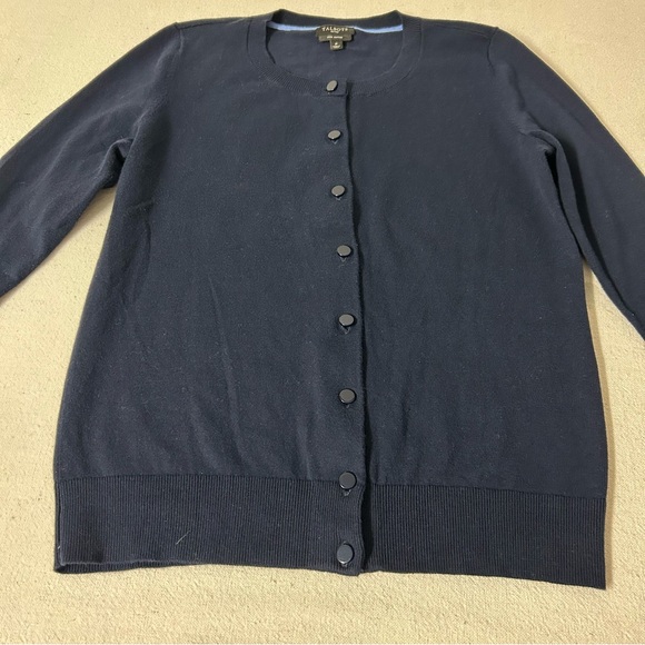 Talbots Cardigan Sweater Womens Petite Small Blue Pima Cotton - Picture 6 of 11